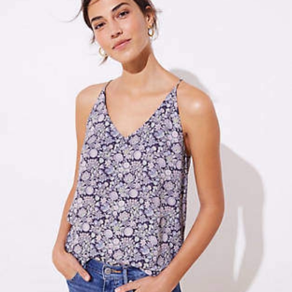Loft Tank Top Garden Strappy Cami Floral Coastal Grey Spring Summer Cottagecore - Picture 1 of 11